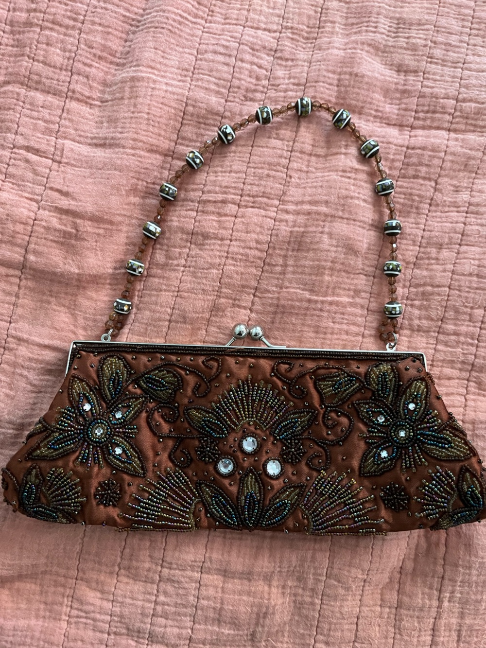 vintage bisou bisou snap closure beaded clutch purse